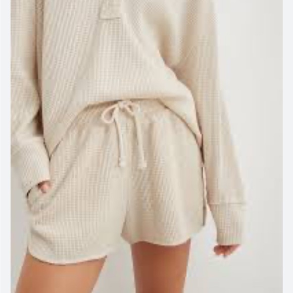 Aerie High Waisted LumberJane Waffle Knit Short Cream Ivory Women’s Size XS - Picture 1 of 7
